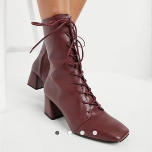 Vegan Faux Letter Lace Up Boots
